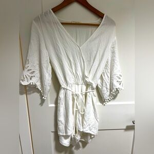 Lovestitch White Lace Trim Jumpsuit